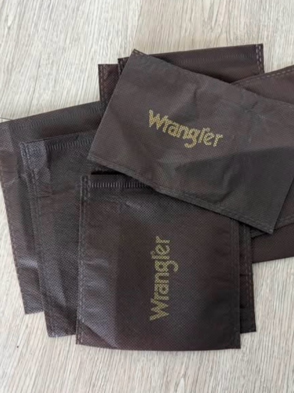 Wrangler Brown Fabric Pouches with Gold Logo